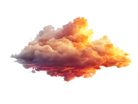 Dramatic Sunset Cloudscape Against Transparent Background