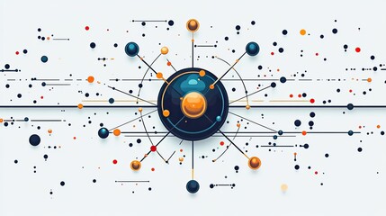 simplified atom illustration with electron orbits set on a white background