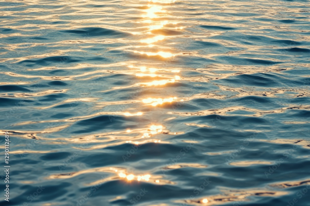 Aufkleber sunlight reflects on calm water surface creating shimmering patterns during a serene day by the sea