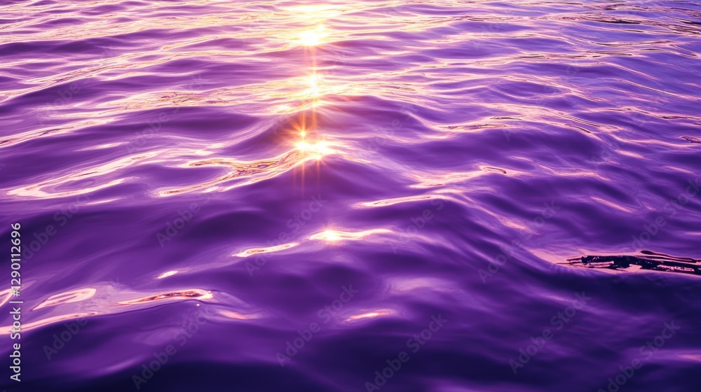 Aufkleber sunlight reflects on calm sea surface creating a shimmering purple hue during dusk