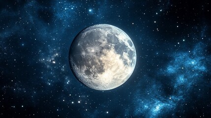 Obraz premium Full moon in a starry night sky.
