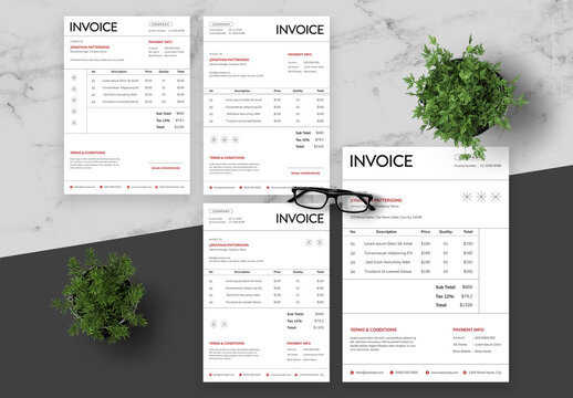 Red And Black Invoice