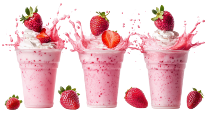 strawberry milk shake isolated on white background