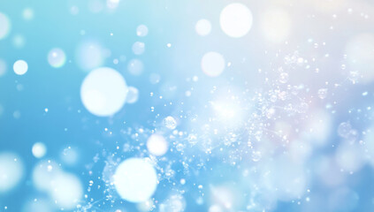 Soft blue background with white bubbles and sparkling light effects