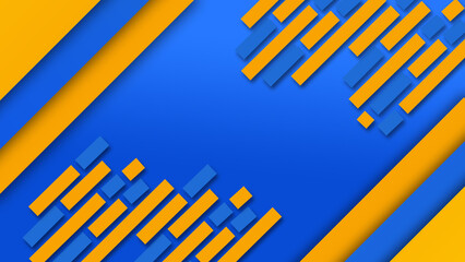 Abstract blue grunge background with stripes and lines featuring yellow design elements