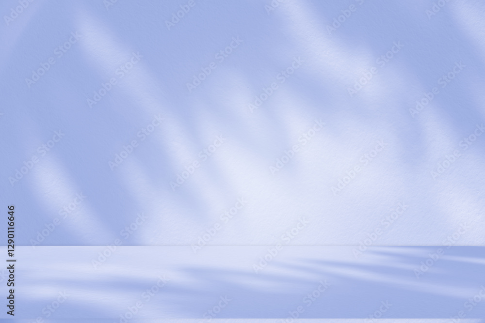 Poster Wall interior background, studio and backdrops show products. with soft light shadow from window color blue and white. background for text insertion and presentation of product	