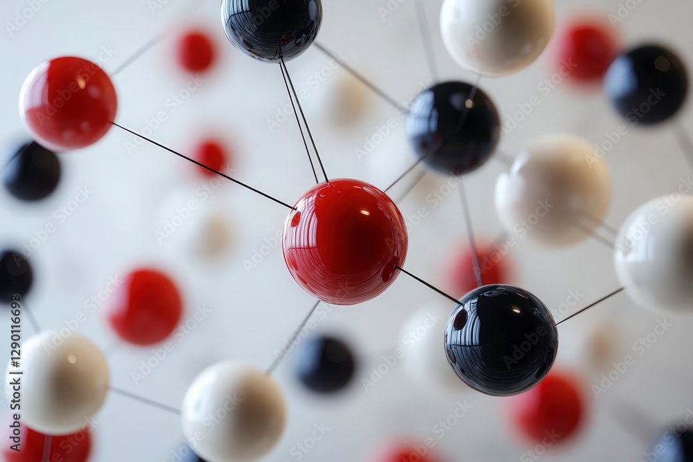 Poster abstract representation of molecular structures with colorful atoms