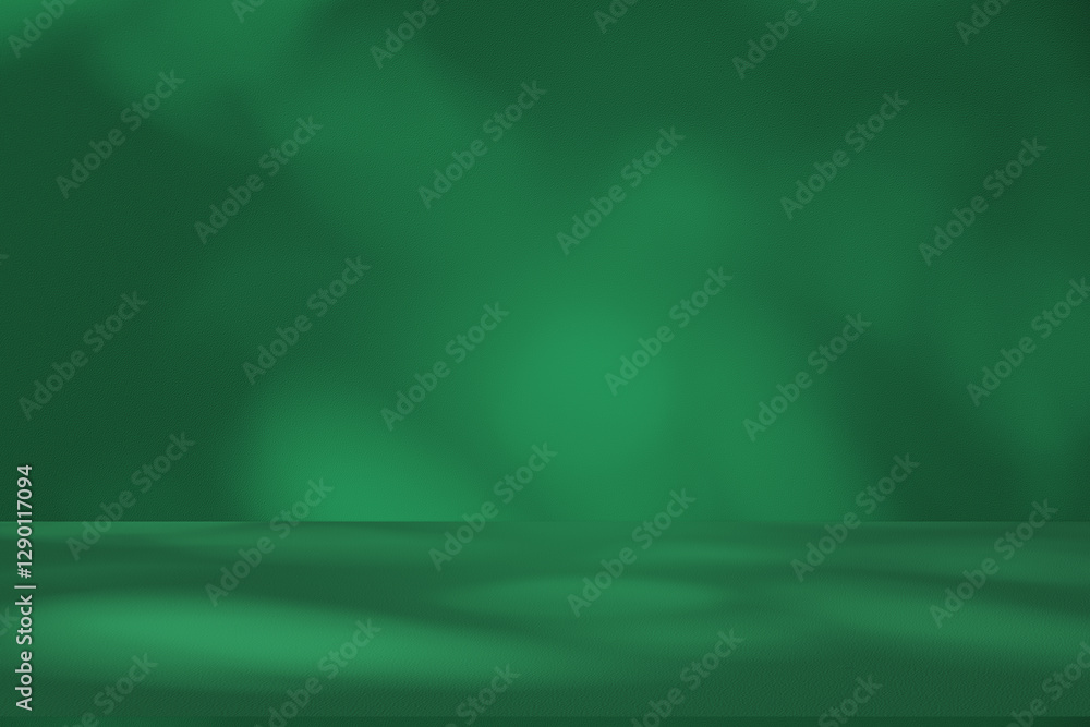 Poster Wall interior background, studio and backdrops show products. with leaf shadow from window color green and white. background for text insertion and presentation of product	
