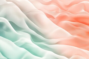 Fototapeta premium flowing abstract waves in soft coral and mint green gradients with subtle geometric patterns