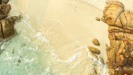 nature of the beach and sea Summer with sunshine, sandy beaches, clear blue waters sparkling against the blue sky. On an island with good ecology and environment Background for summer vacation