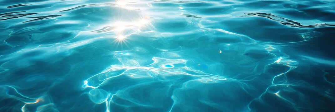 Calm turquoise water glistening under sunlight creates a serene background for relaxation and nature appreciation