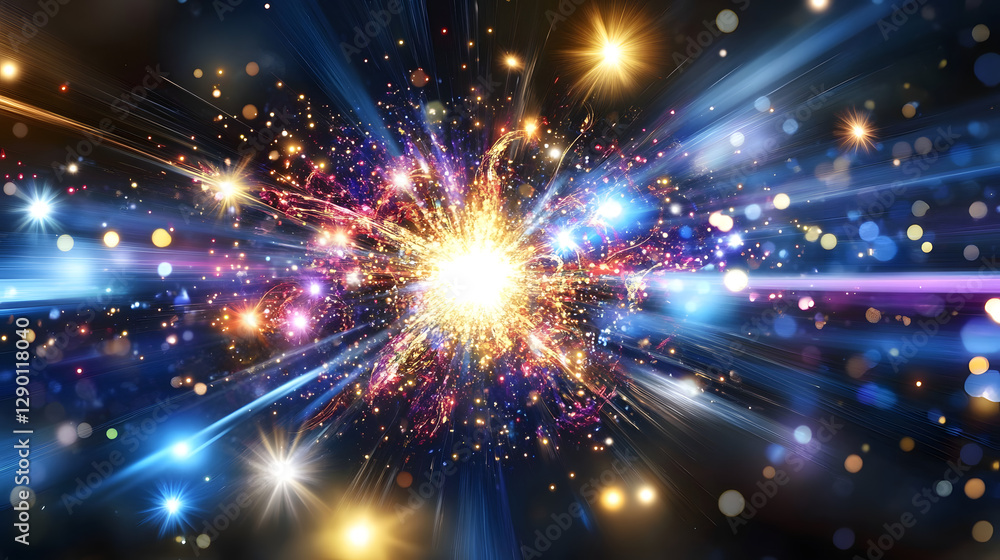 Canvas Prints abstract background featuring vibrant colorful lights and twinkling stars in a cosmic setting