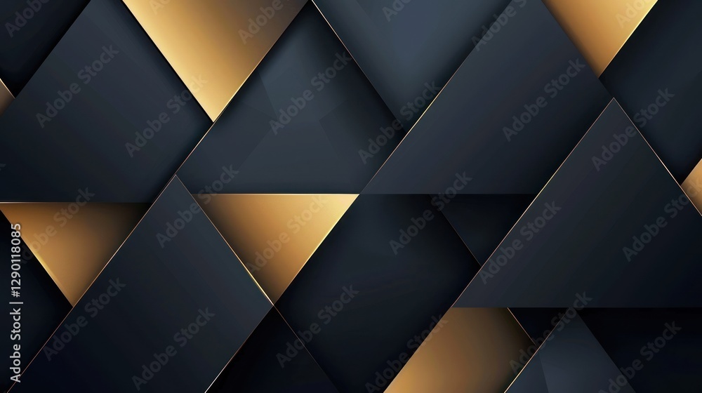 Poster geometric pattern of dark and gold triangles in design