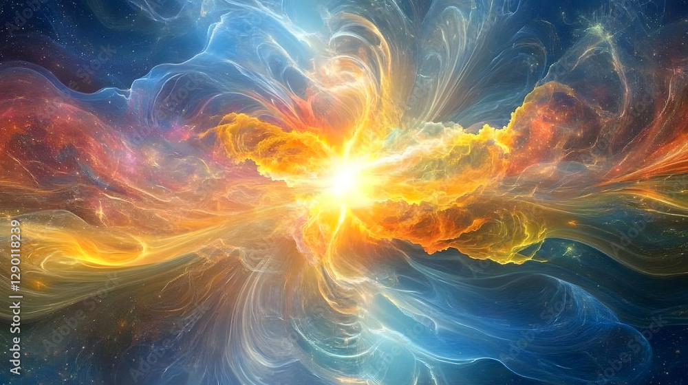 Poster colorful abstract space background with vibrant hues and dynamic patterns for creative design projec