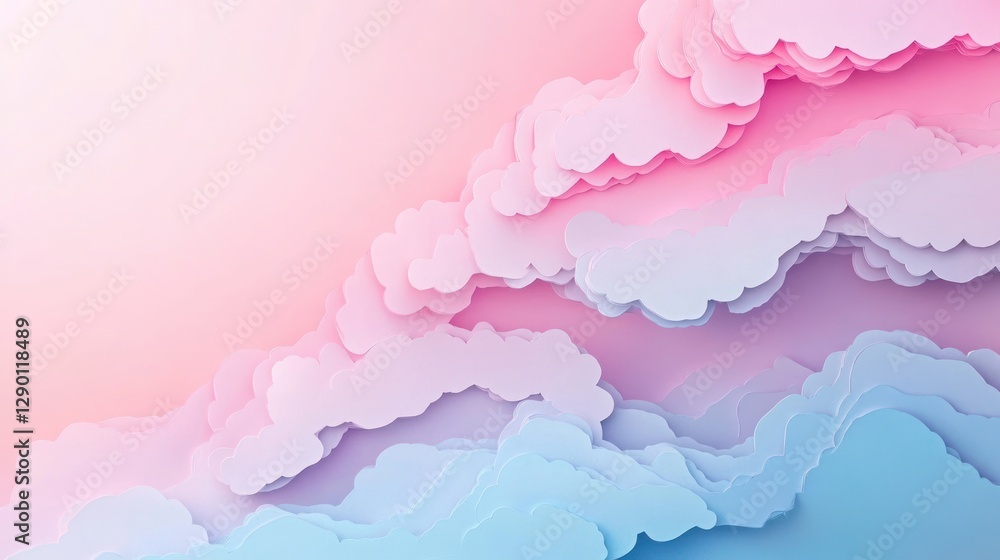 Poster soft pastel clouds layered in a serene gradient background