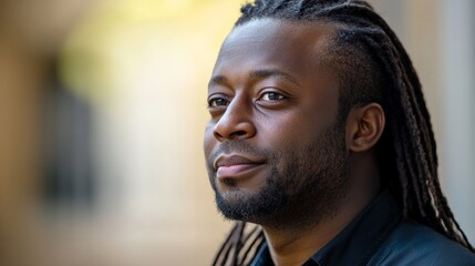 Man with cornrows exudes strength and focus, captured in dramatic side lighting.
