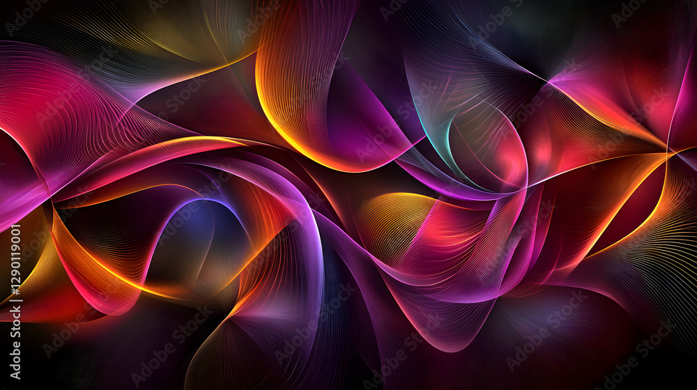 Poster abstract background with vibrant colorful lines creating a dynamic visual pattern for artistic desig