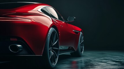 Red sports car exuding power and elegance on a sleek dark backdrop
