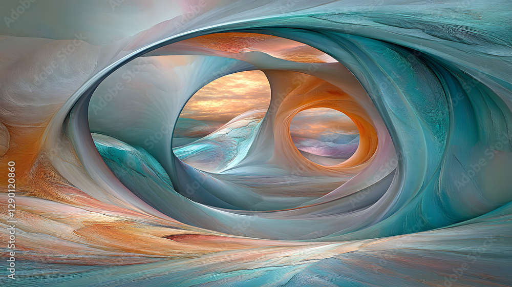 Poster colorful abstract painting featuring vibrant shapes and patterns on canvas with a mix of hues and te
