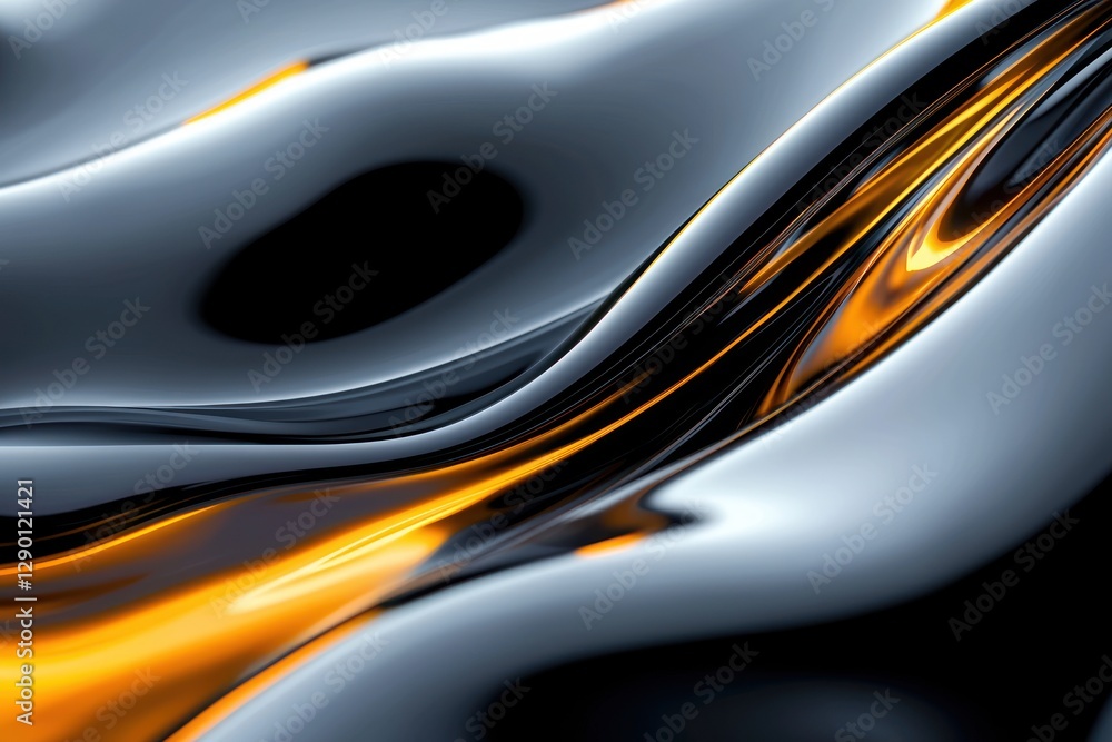 Aufkleber artistic rendering showcases dark fluid with vibrant gold highlights creating a sleek visual dynamic