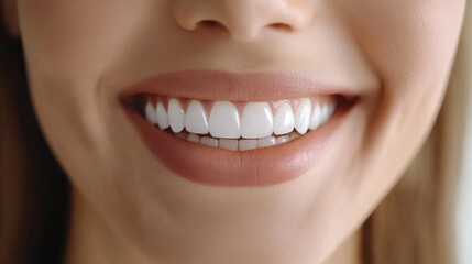 Fototapeta premium Close-Up of a Bright, Healthy Smile on a Beautiful Female Face