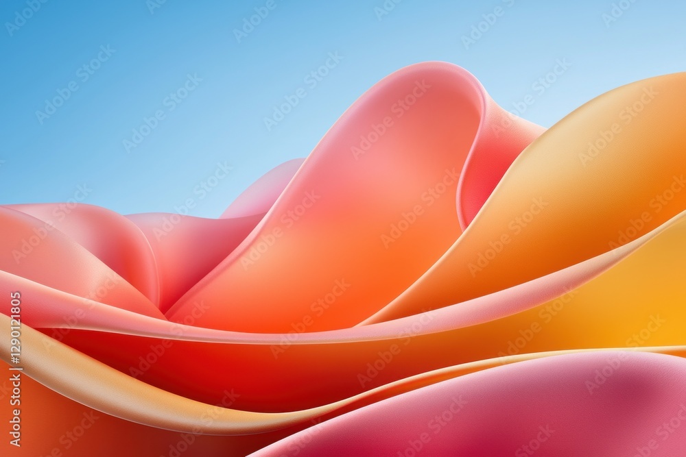 Poster abstract vibrant gradient waves on blue backdrop light and shadow play creating depth and movement m