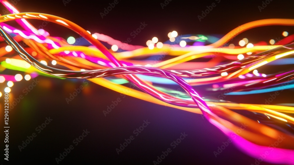 Poster abstract vibrant light streaks on dark background creating a modern futuristic and energetic visual 