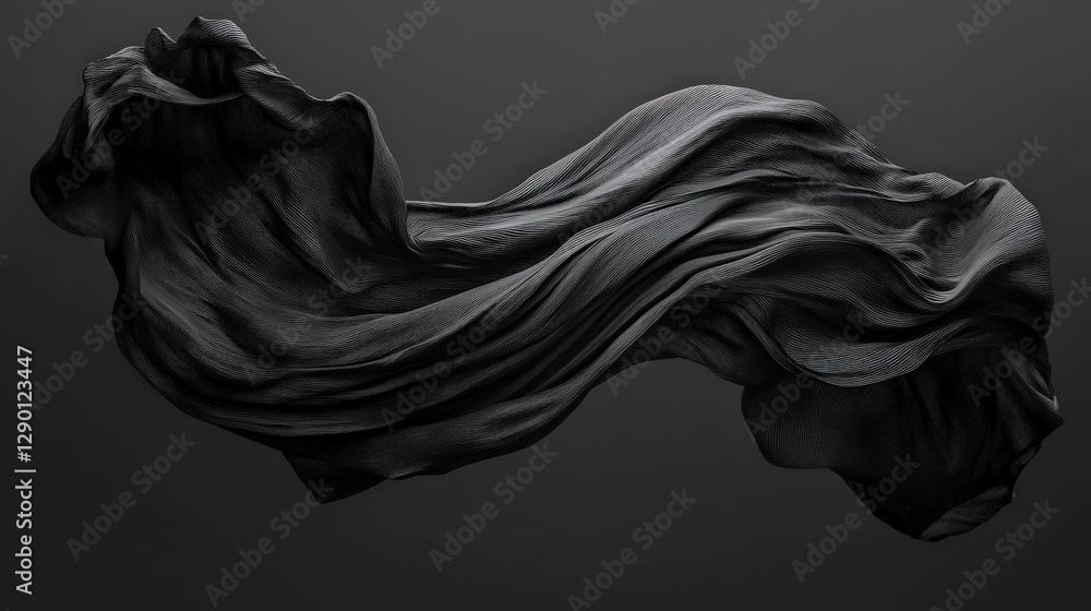 Aufkleber flowing black fabric with soft textures and abstract shape design