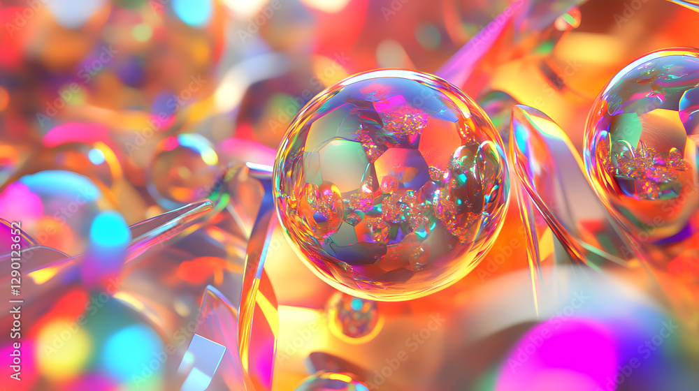 Aufkleber colorful soap bubbles floating in the air with a blurred background creating a vibrant and playful a