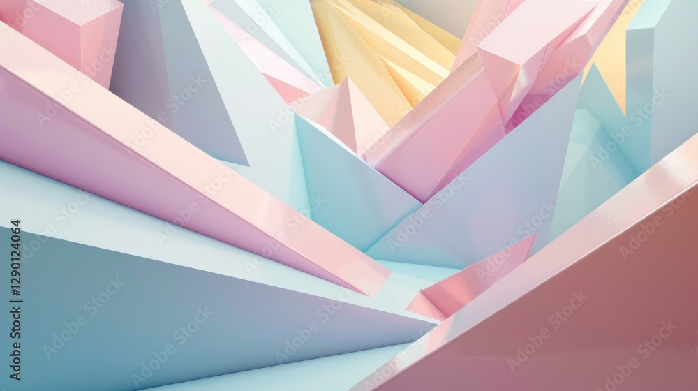 Poster abstract geometric shapes in pastel colors creating depth