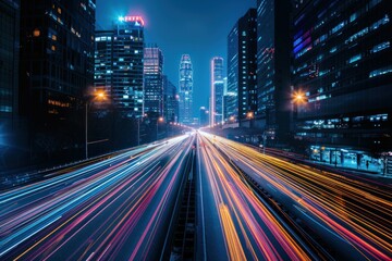 Fototapeta premium Cityscape with Light Trails