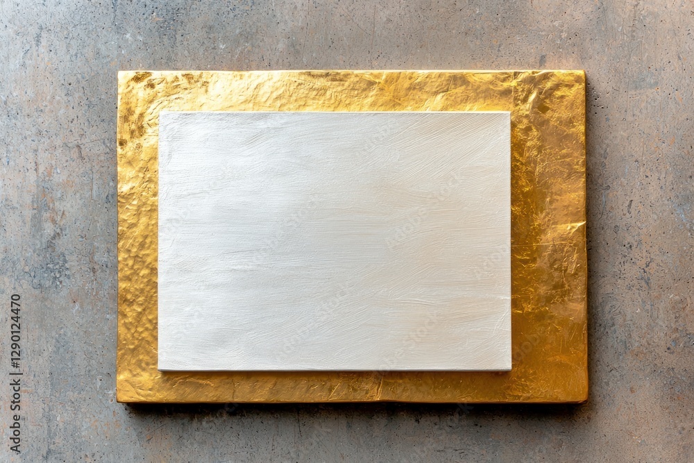 Poster elegant textured white canvas on gilded panel serene backdrop for art display and modern minimalist 