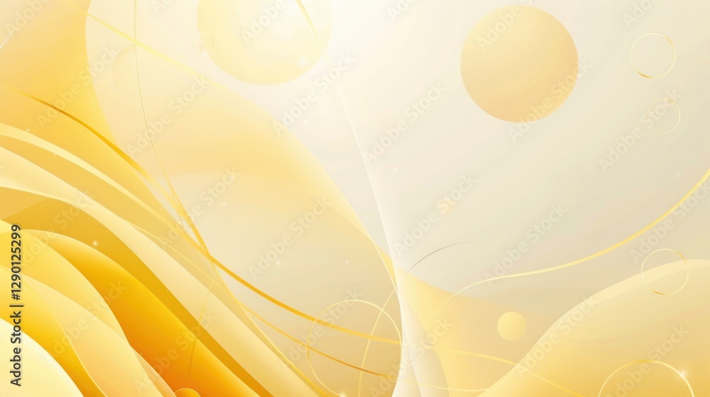 Poster abstract golden waves with soft light and circular shapes