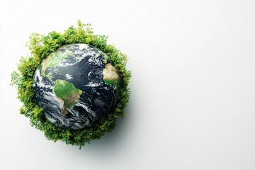 Fototapeta premium Celebrate Earth Day With a Hyper-Realistic Depiction of the Planet Surrounded by Lush Greenery. Generative AI