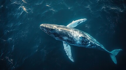 Fototapeta premium whale in deep blue ocean global warming concept