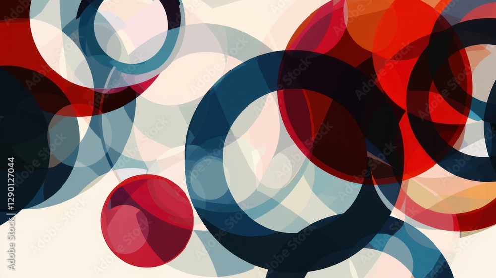 Poster abstract composition of overlapping circles in vibrant colors