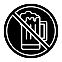 Illustration of No Beer Sign Glyph Icon