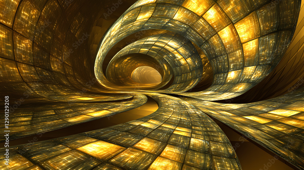 Poster spiral tunnel illuminated by bright light emanating from the center creating a mesmerizing visual ef