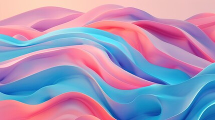 Obraz premium Colorful flowing waves of pink and blue in a serene background