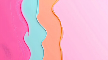 An abstract image featuring flowing layers of pastel colors: pink, orange, and teal, creating a visually appealing and harmonious composition.