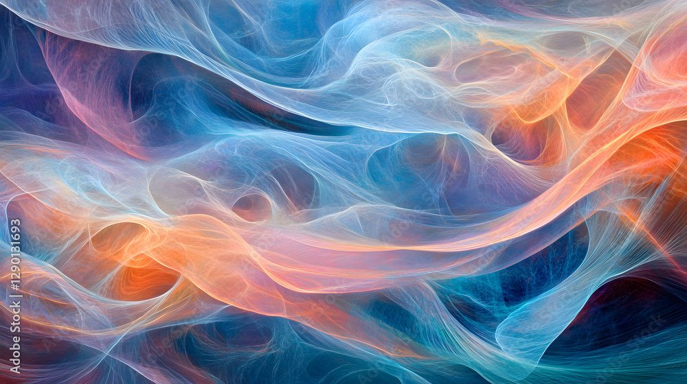 Poster colorful abstract background featuring a dynamic blue and orange swirl design creating visual moveme