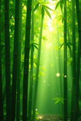 Lush green bamboo stalks, sunlight filtering through leaves , backdrop, texture