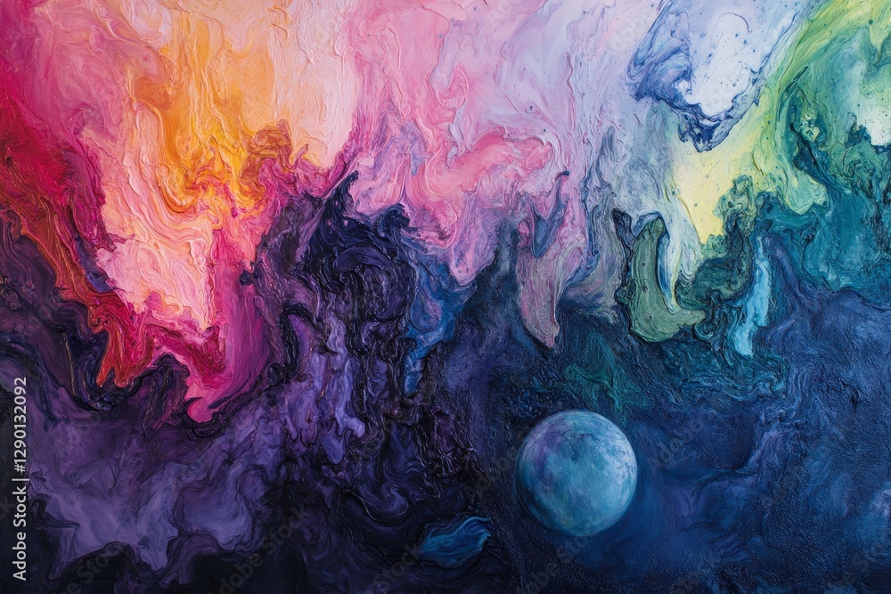 Aufkleber abstract colorful swirls with celestial elements in deep space