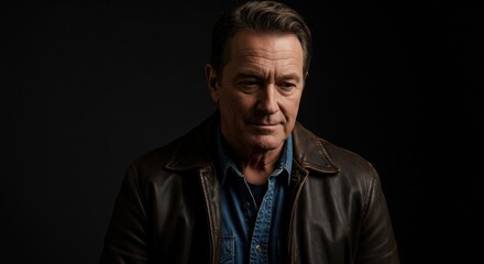 Obraz premium Middle Aged Man in a Pensive Serious Moment in Studio Photograph