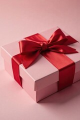 Obraz premium Elegant red ribbon adorns a box of chocolates , gift, box