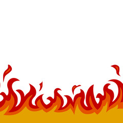 燃える火・炎の白背景ベクターイラスト　スクエア正方形