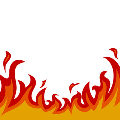 燃える火・炎の白背景ベクターイラスト　スクエア正方形