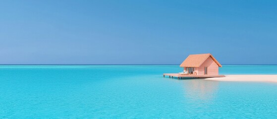 Obraz premium Stunning tropical paradise overwater bungalow crystal clear waters maldives scenic view relaxation concept