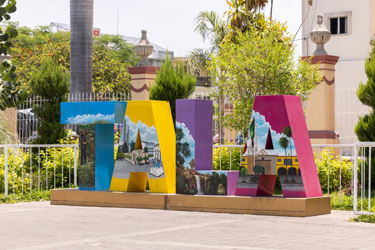 Tala, Jalisco, Mexico - June 11, 2024: The iconic city letters stand in the central plaza.