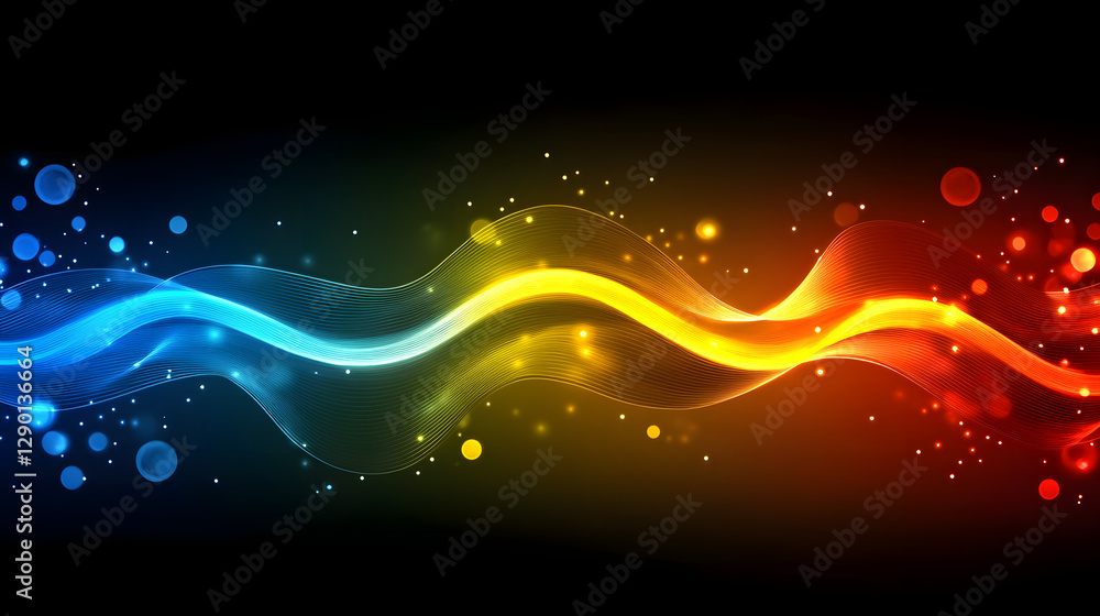 Poster abstract background featuring colorful waves and bubbles in a fluid design with vibrant hues and dyn